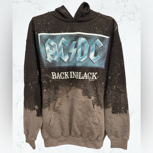 AC/DC | Tops | Custom Acdc Back In Black Hoodie | Poshmark